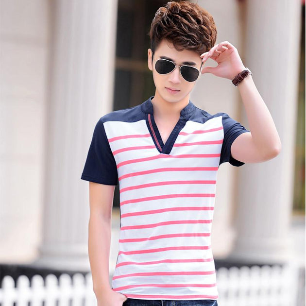 Men's Short Sleeve Striped Shirt - TrendSettingFashions 