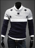Men's Round Collar Star Sweater - TrendSettingFashions 