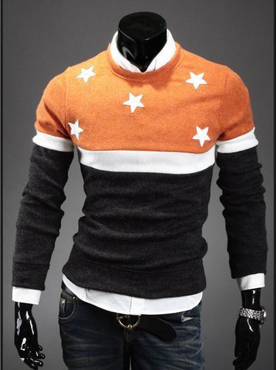 Men's Round Collar Star Sweater - TrendSettingFashions 