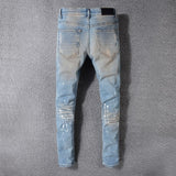 Men's Denim Ripped Washed Old Damage Jeans - TrendSettingFashions 