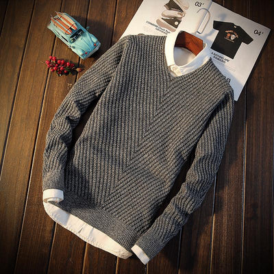 Men's Round Collar Thick Sweater - TrendSettingFashions 