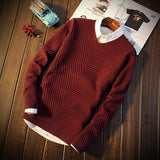 Men's Round Collar Thick Sweater - TrendSettingFashions 