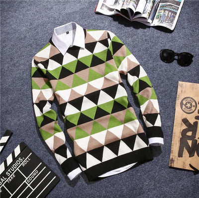 Men's Argyle Plaid Pullover - TrendSettingFashions 