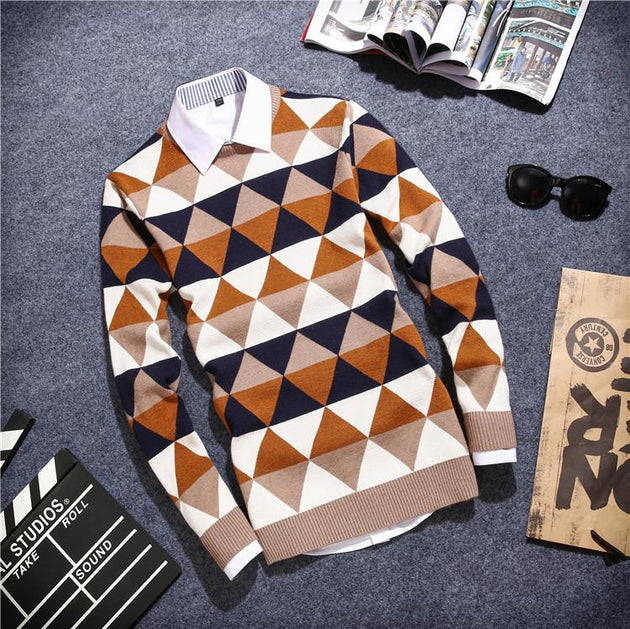 Men's Argyle Plaid Pullover - TrendSettingFashions 