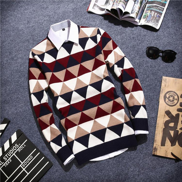 Men's Argyle Plaid Pullover - TrendSettingFashions 