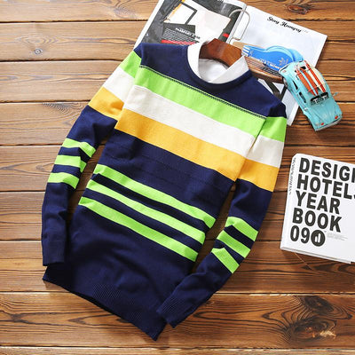 Men's Striped Wool Pullover - TrendSettingFashions 