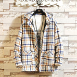 Men's Plaid Wool Blend Jacket - TrendSettingFashions 