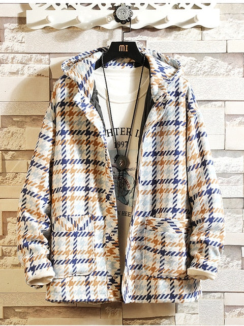 Men's Plaid Wool Blend Jacket - TrendSettingFashions 