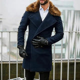Men's Fur Collar Overcoat Up To 4XL - TrendSettingFashions 