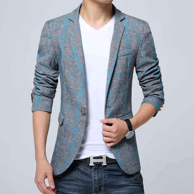 Men's Designer Plaid Blazer 3 Colors Up To Size 3XL - TrendSettingFashions 