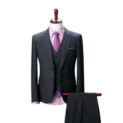 Men's Solid 3 Peice Business Suit Up To 3XL - TrendSettingFashions 