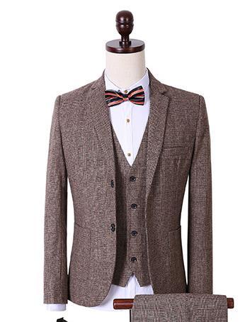 Men's Fashion Brown 3 Piece Suit Up To 3XL - TrendSettingFashions 
