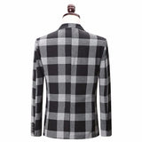 Men's 3 Peice Jacket+Pants+Vest Grey Plaid Business Suit Up To 3XL - TrendSettingFashions 
