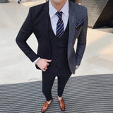 Men's Stripe Single Button 3pc Suit(Vest, Blazer, Pants) - TrendSettingFashions 