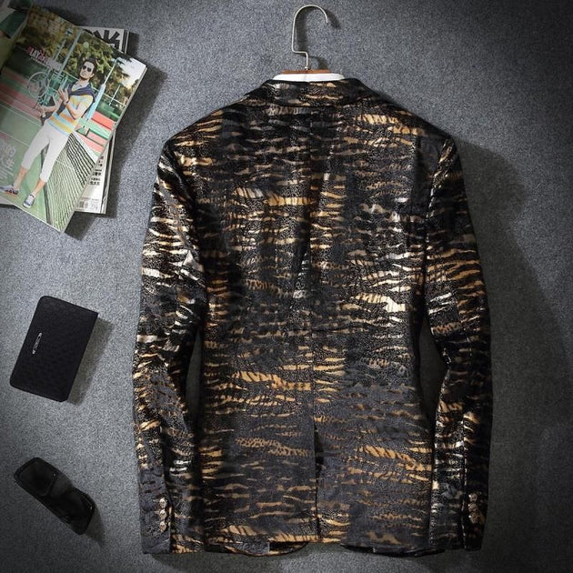 Men's Fashion Leopard Grain Blazer Up To 3XL - TrendSettingFashions 