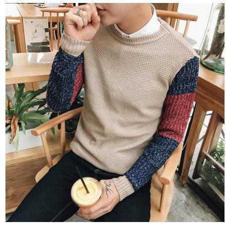Men's Splice Sleeve Sweater - TrendSettingFashions 