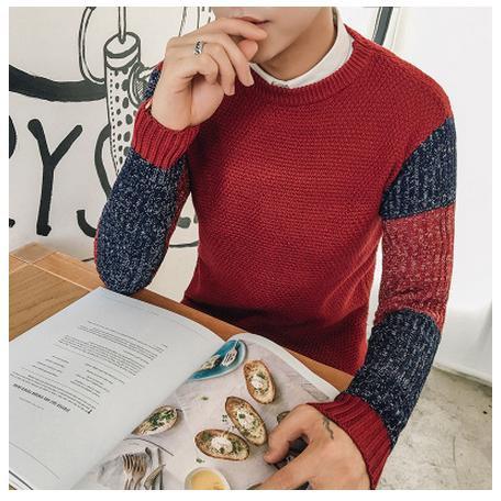 Men's Splice Sleeve Sweater - TrendSettingFashions 