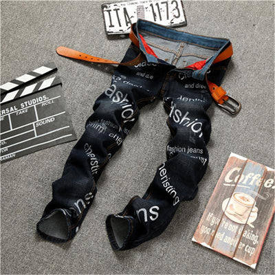 Men's Fashion Lettered Jeans - TrendSettingFashions 