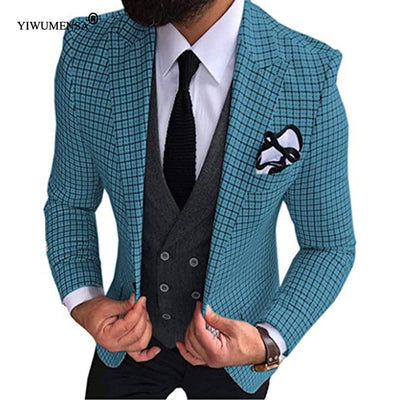 Men's Formal Plaid Suit Up To 3XL - TrendSettingFashions 