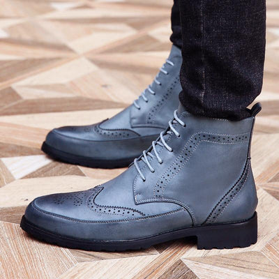 Men's Brogue Ankle Boots - TrendSettingFashions 