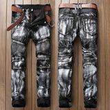 Men's Knee Pleated Denim Jeans - TrendSettingFashions 