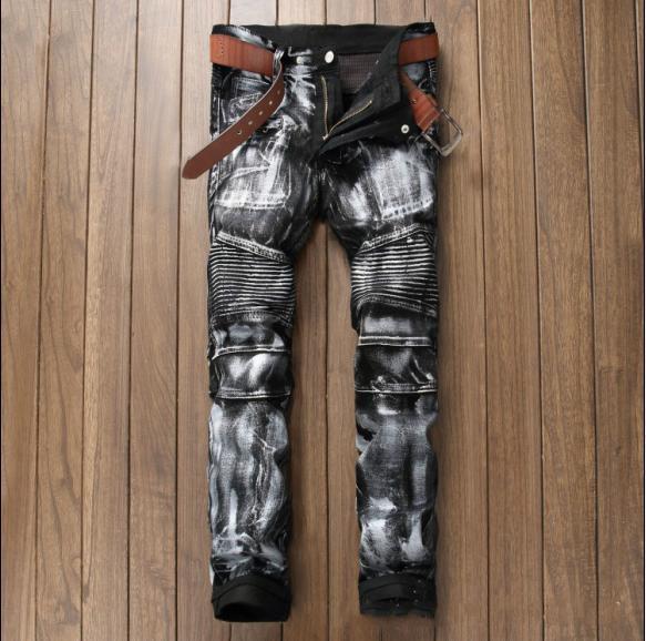 Men's Knee Pleated Denim Jeans - TrendSettingFashions 
