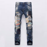 Men's Badge Patchwork Jeans - TrendSettingFashions 