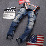 Men's Denim Washed Ripped Jeans - TrendSettingFashions 
