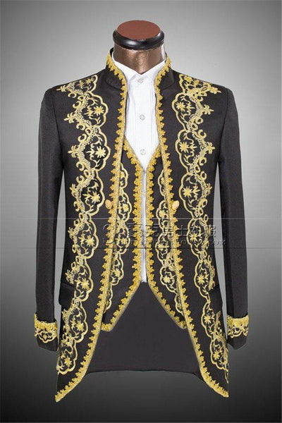 Embroidered Tuxedo With Tailcoat Cut Up To 5XL( Jacket + pants + vest ) - TrendSettingFashions 