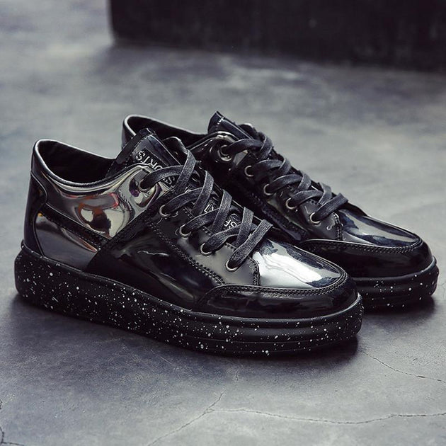 Men's Hip Hop Leather Platform High Tops - TrendSettingFashions 