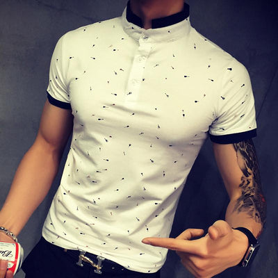 Men's Short Sleeve High Collar Fashion Tee - TrendSettingFashions 