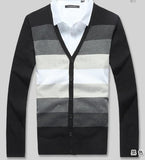 Men's Striped Cardigan Button Up, 5XL - TrendSettingFashions 