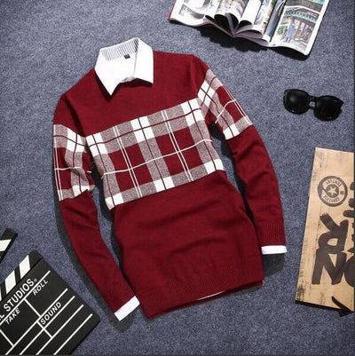 Men's Fashion Plaid Pullover - TrendSettingFashions 