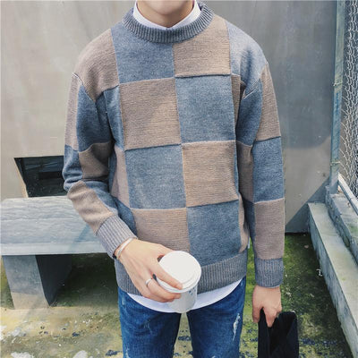 Men's Plaid Sweater Autumn Fashion Pullover - TrendSettingFashions 