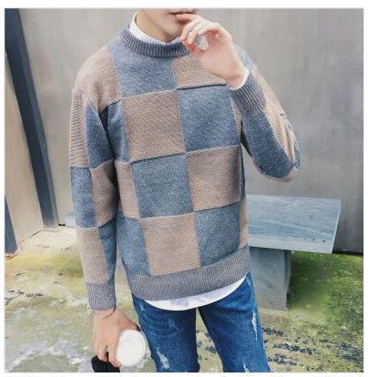 Men's Plaid Sweater Autumn Fashion Pullover - TrendSettingFashions 