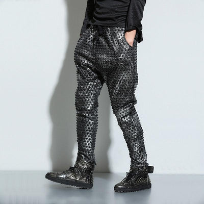 Men's Silver Embossing Harem Pants - TrendSettingFashions 