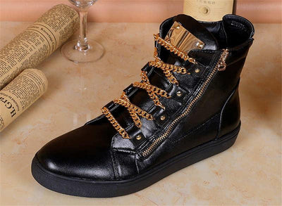 High Quality Gold Chain Lace Up High Tops - TrendSettingFashions 