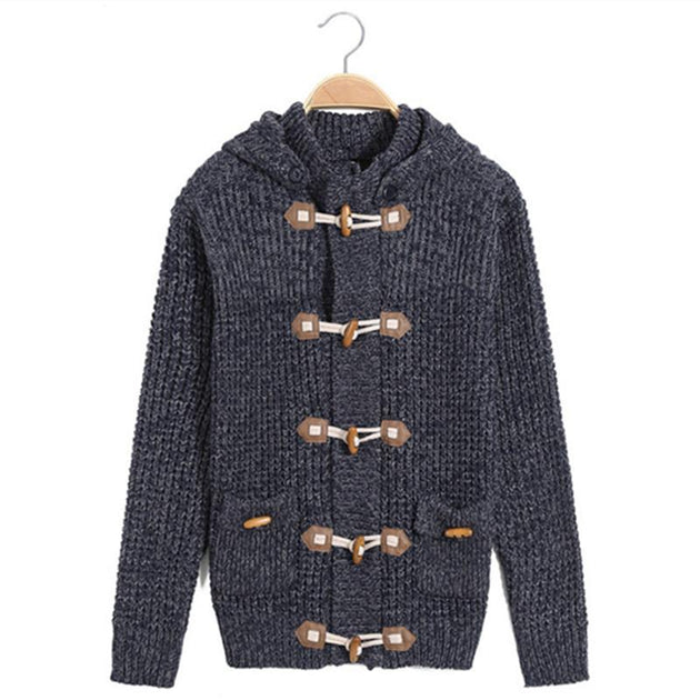 Men's Thick Hooded Button Up Cardigan - TrendSettingFashions 