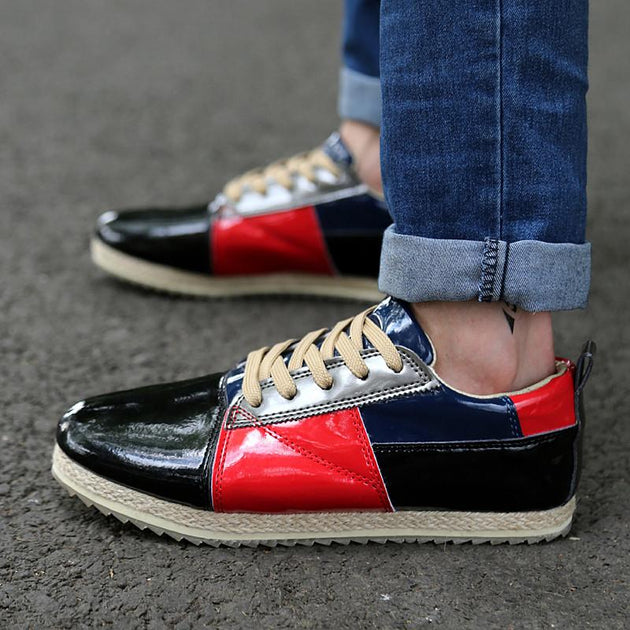 Men's Low Cut Patchwork Lace Up's - TrendSettingFashions 