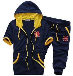 Men's Short Sleeve Hooded Tracksuit Set - TrendSettingFashions 