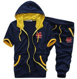 Men's Short Sleeve Hooded Tracksuit Set - TrendSettingFashions 