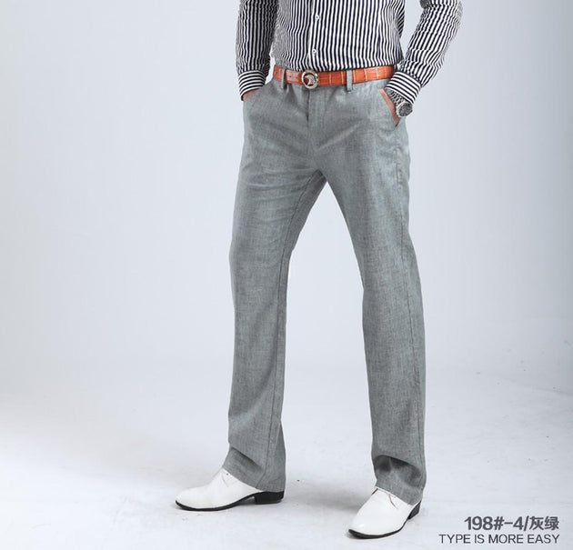 Men's Breathable Cotton Linen Trousers Up To Size 38 - TrendSettingFashions 