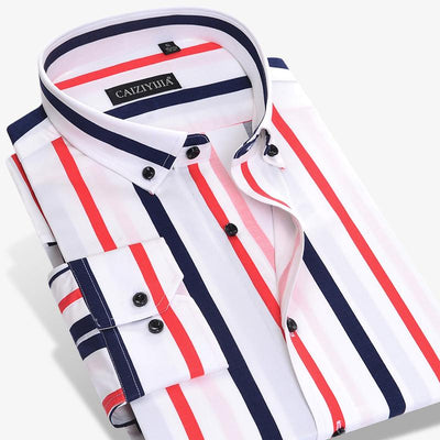 Men's Vertical Striped Statement Dress Shirt - TrendSettingFashions 