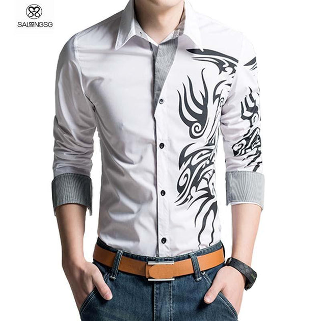 Men's Dragon Dress Shirt Up To 3XL - TrendSettingFashions 