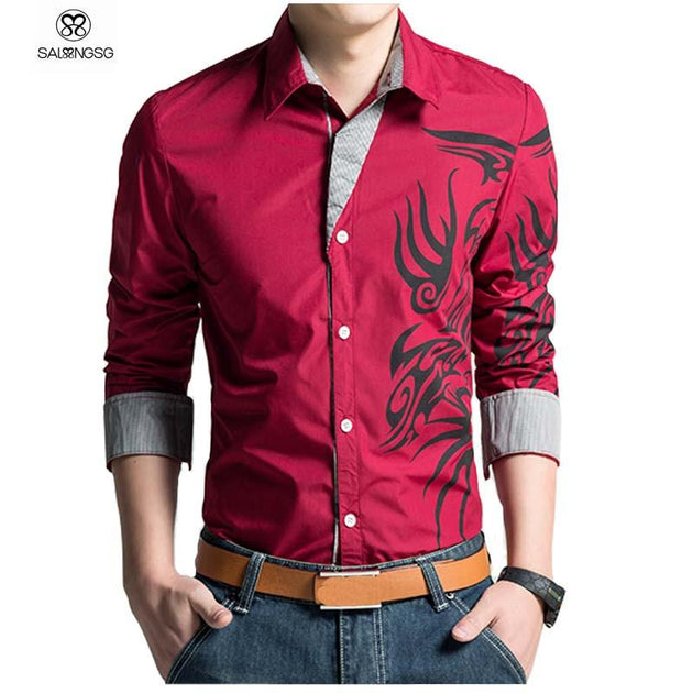 Men's Dragon Dress Shirt Up To 3XL - TrendSettingFashions 