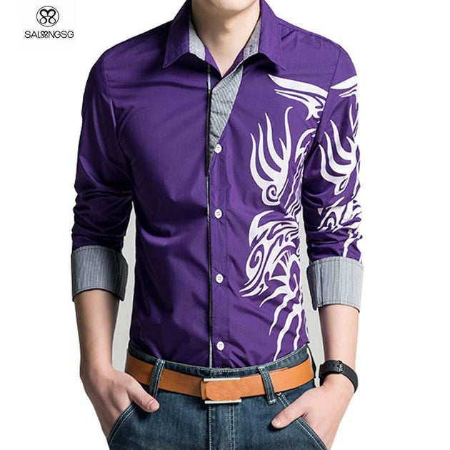 Men's Dragon Dress Shirt Up To 3XL - TrendSettingFashions 