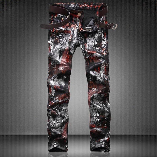 Men's Fashion Printed Designer Jeans - TrendSettingFashions 