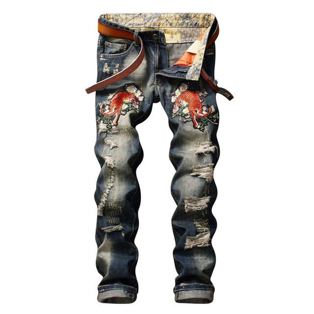 Men's Fashion Embroidery Jeans - TrendSettingFashions 