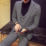 Men's Plaid Suit Set, 2 Pc Casual Business Suit Up To 5XL - TrendSettingFashions 