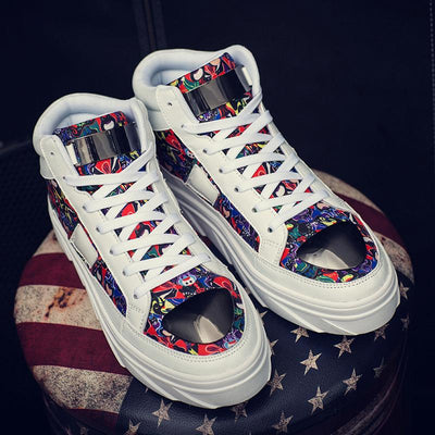 Men's Lace Up High Top Trainers - TrendSettingFashions 